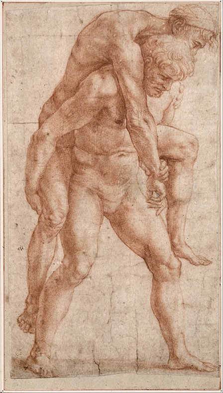 Young Man Carrying an Old Man on His Back